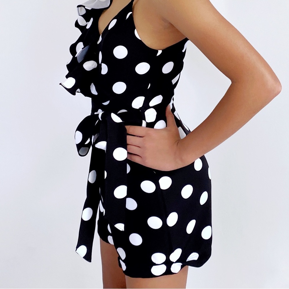 Polka Dot Romper with Self Belt